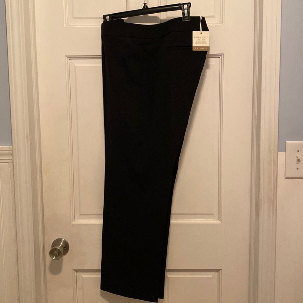 Talbots Fabric Knit in Italy Black Womens Trousers 16P NWT